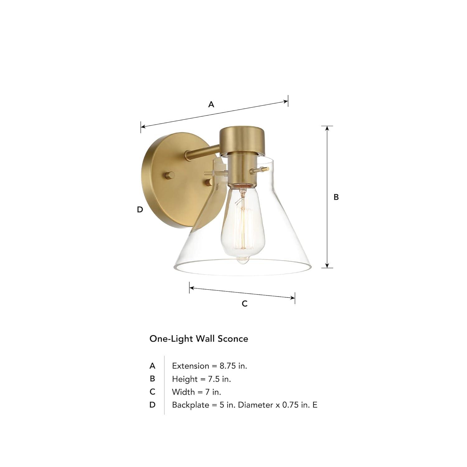 Willow Creek 7.5 inch Brushed Gold Wall Sconce with Clear Glass Shade