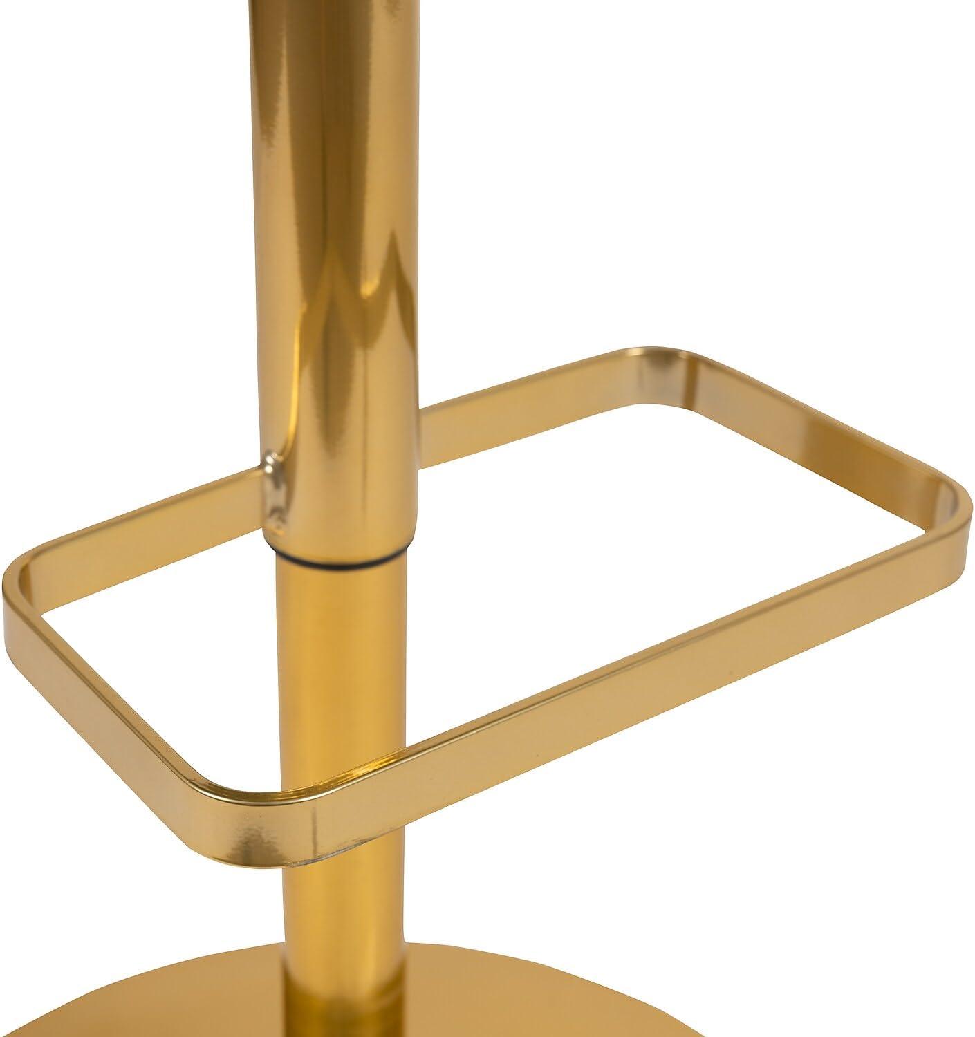 Black Vinyl Adjustable Height Barstool with Gold Base, Set of 2