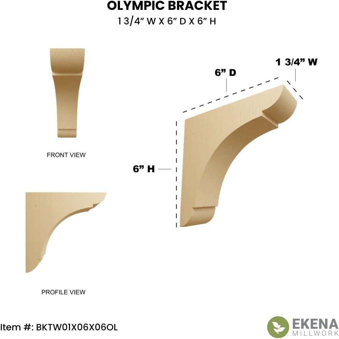 Ekena Millwork Olympic 6'' H x 1.75'' W x 6'' D Solid Wood Standard Bracket