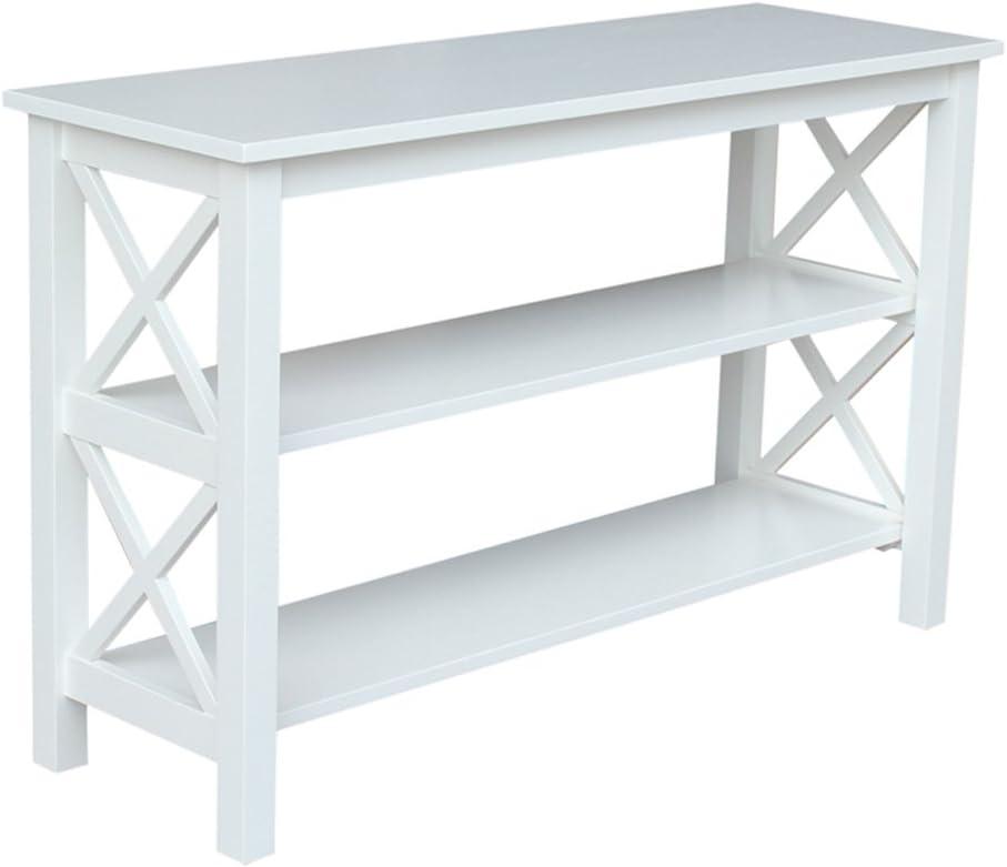 Hampton Console Table White - International Concepts: Hardwood Entryway Table with Fixed Shelves