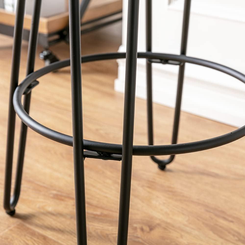 30'' Quinn Industrial Chic Backless Barstool in Black Wood and Metal