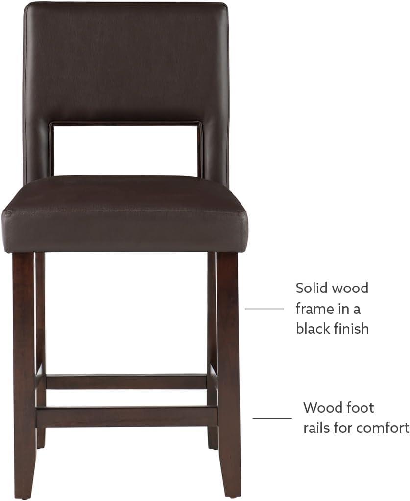 24" Vega Padded Counter Height Barstool with Ergonomic Footrest & Espresso Finish - Linon