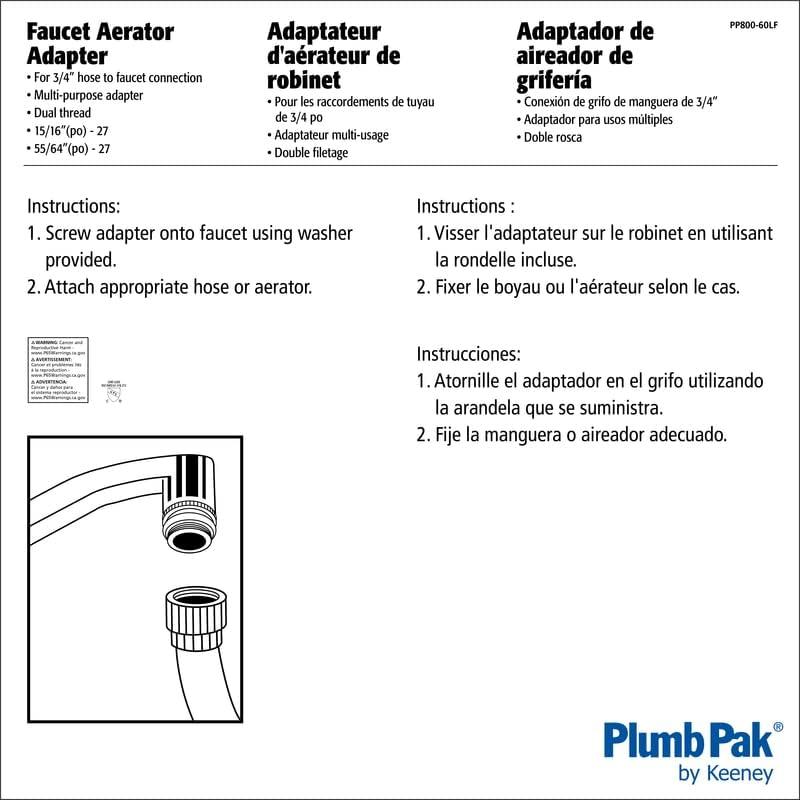 Chrome Plated Dual Thread Faucet Aerator Adapter