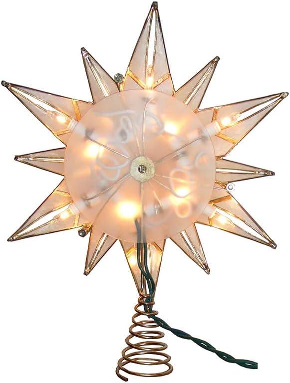 Kurt Adler 10-Light 12-Point Capiz Star and Center Gem Treetop