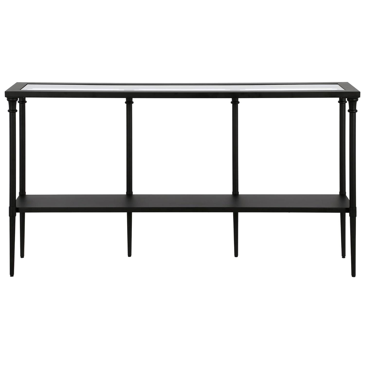 Henn&Hart 55" Blackened Bronze Metal/Glass Console Table
