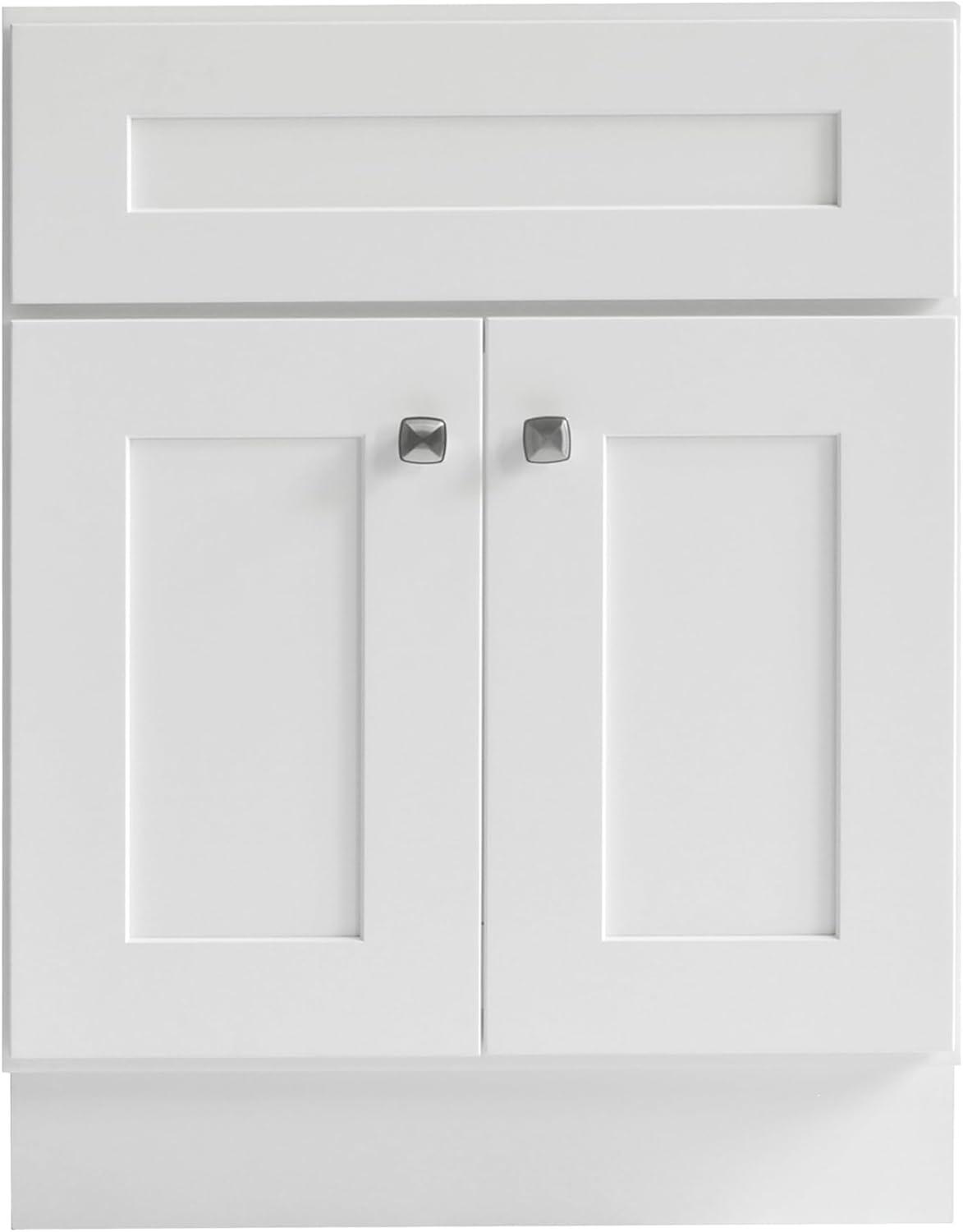 Brookings 24 Inch Bathroom Vanity, Ready to Assemble, Solid Wood, Sherwin Williams® White – Design House, 586933