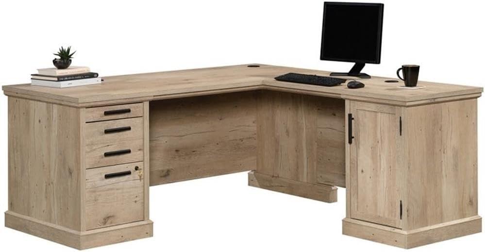 Sauder Mason Peak Engineered Wood L-Shaped Desk in Prime Oak