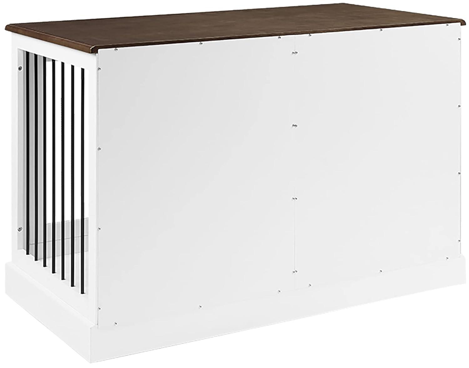 Winslow Small Credenza Dog Crate White/Dark Brown