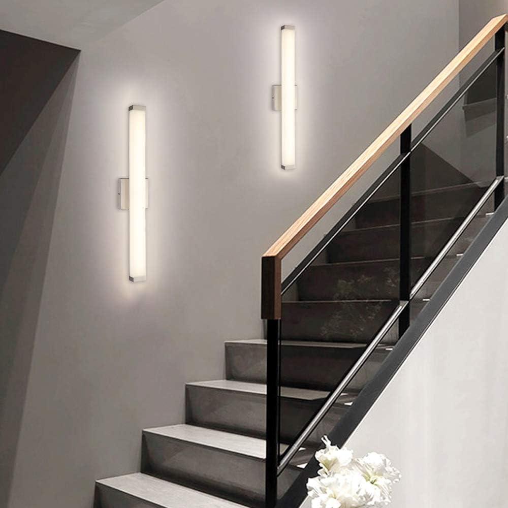 Bathroom Vanity Light Brushed Nickel Square LED 24 inch 14W 4000K Natural White Light Wall Bar Lighting Fixtures Over Mirror