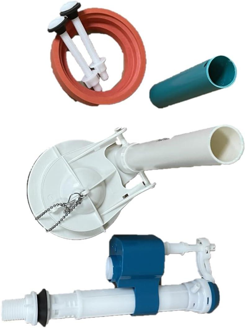 Adjustable Height White and Blue Toilet Flush Valve Kit