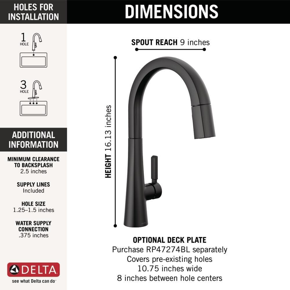 Matte Black Stainless Steel Pull-Down Kitchen Faucet