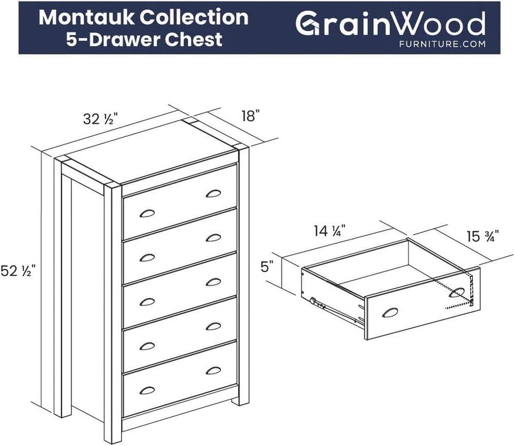 Montauk Solid Wood 32.5'' W 5 - Drawer Dresser