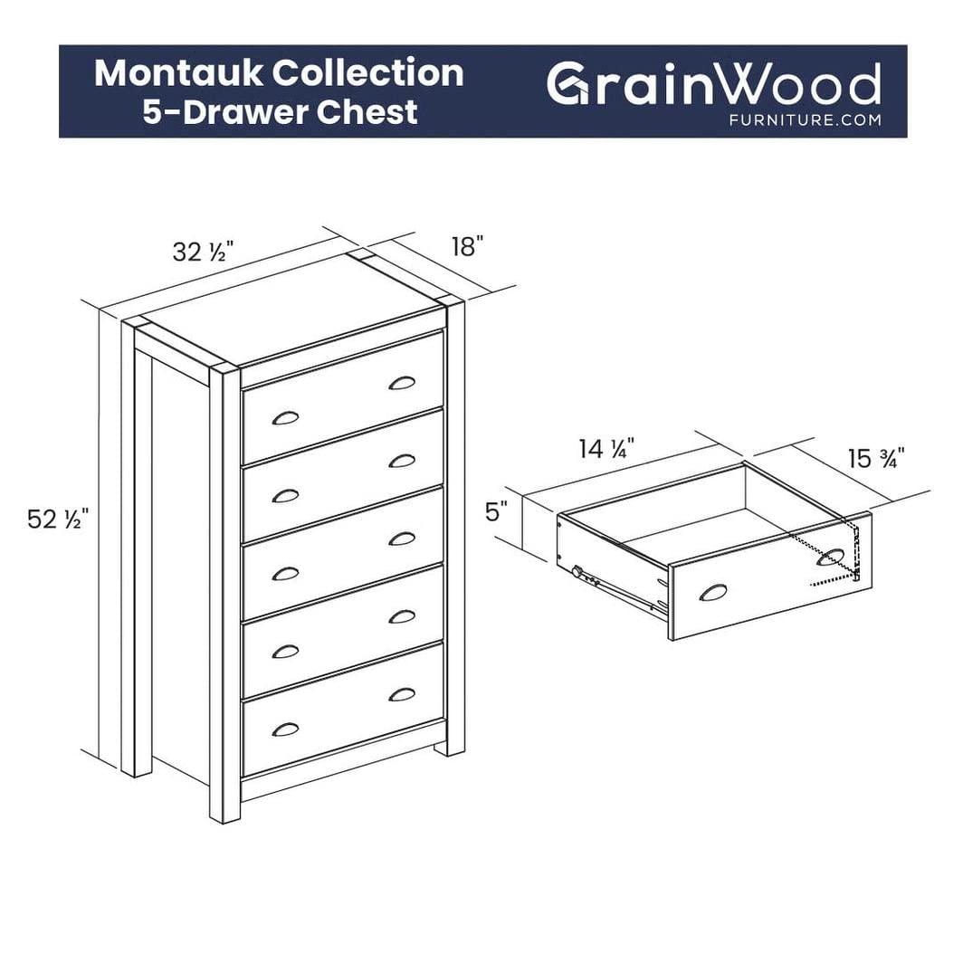 Montauk Solid Wood 32.5'' W 5 - Drawer Dresser