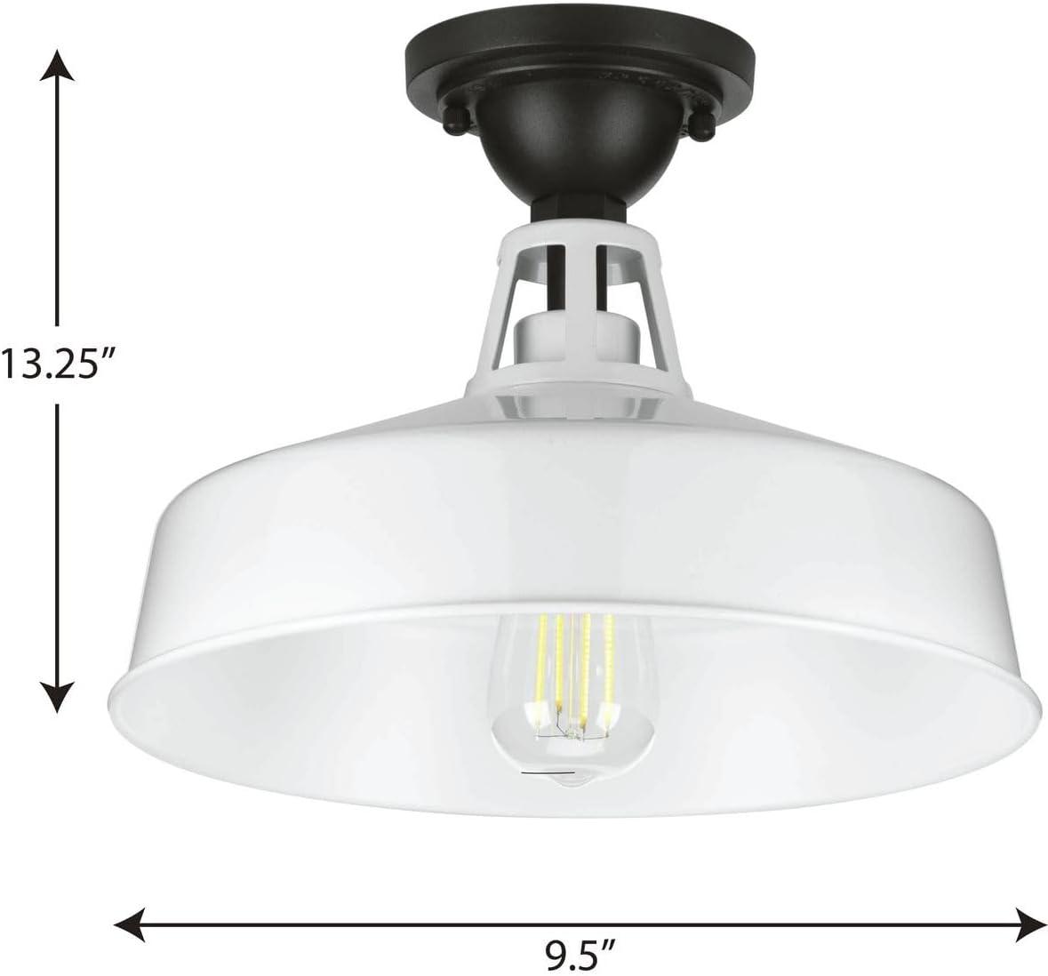 Progress Lighting Cedar Springs 1-Light Ceiling Light, White, Aluminum, Industrial-Style Shade