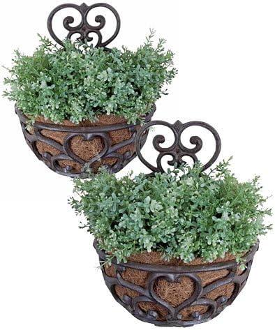 The Lakeside Collection Victorian Half-Round Wall Planter with Liner