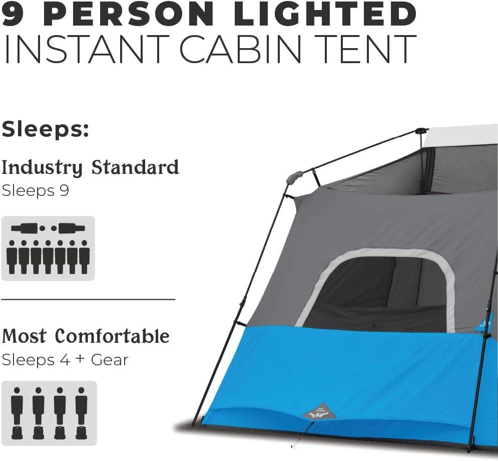 Core Equipment 9 Person Lighted Instant Cabin Tent