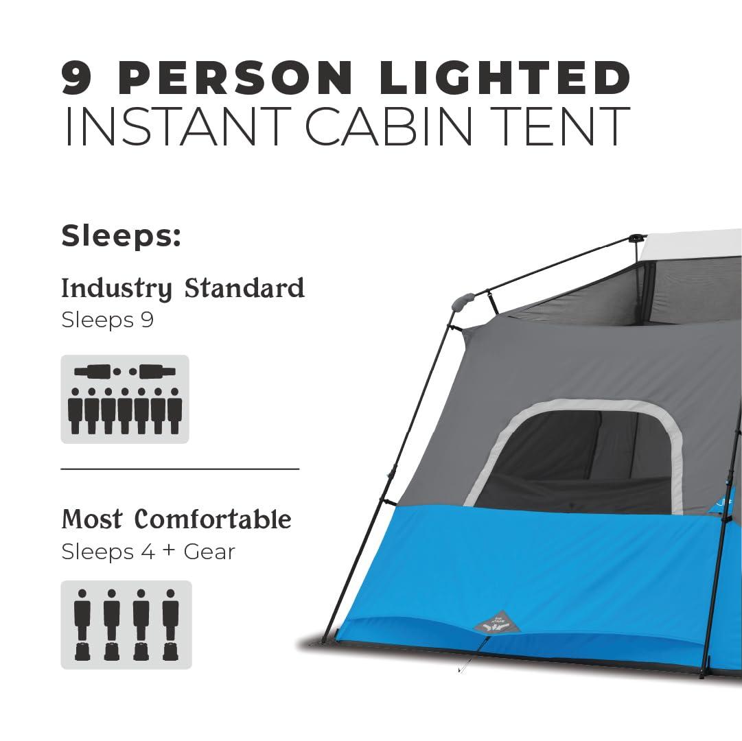 Core Equipment Lighted 9 Person Instant Cabin Tent