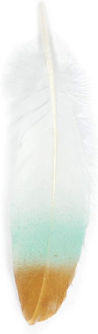 Teal and Gold Dipped Real Feathers for Bohemian Decor