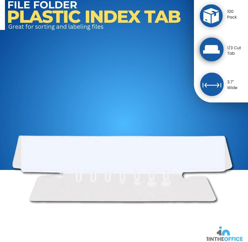 1InTheOffice Clear Hanging Folder Tabs, and Inserts 3-1/2" x 5/8", 100/Pack (3 1/2")