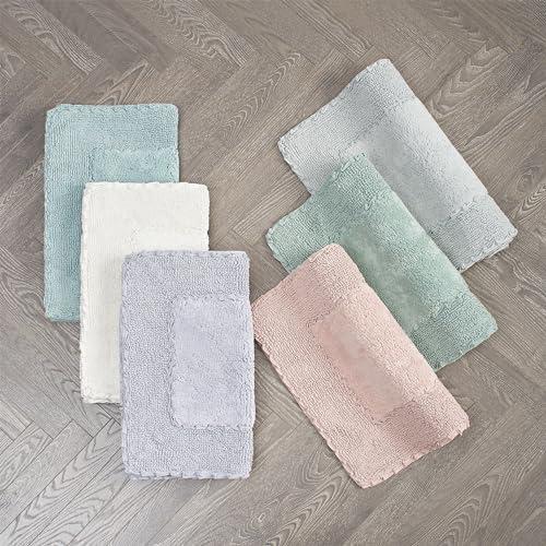 Laura Ashley Off-White Cotton Ruffle Border Bath Rug 20" x 34"