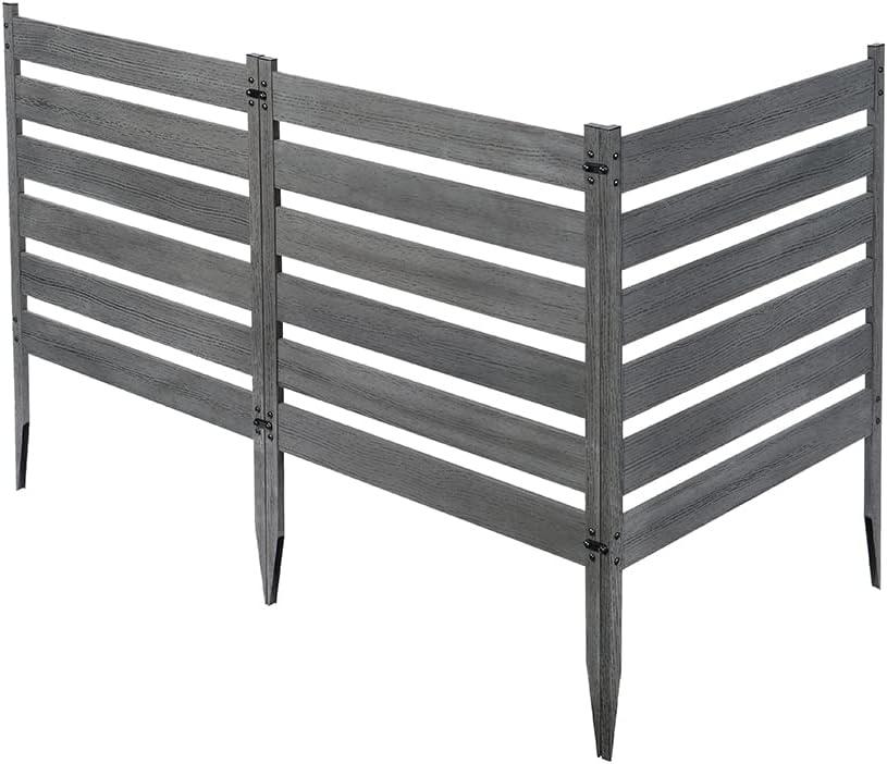 Zippity Outdoor Products 26in H x 24in W (3 Panels) No Dig Zippity Maui Fence Kit, Charcoal Color WoodTek Vinyl Fence Panel, Temporary Outdoor Border for Garden, Easy Install DIY Fence for Backyard, Patio, & Deck, ZP19066