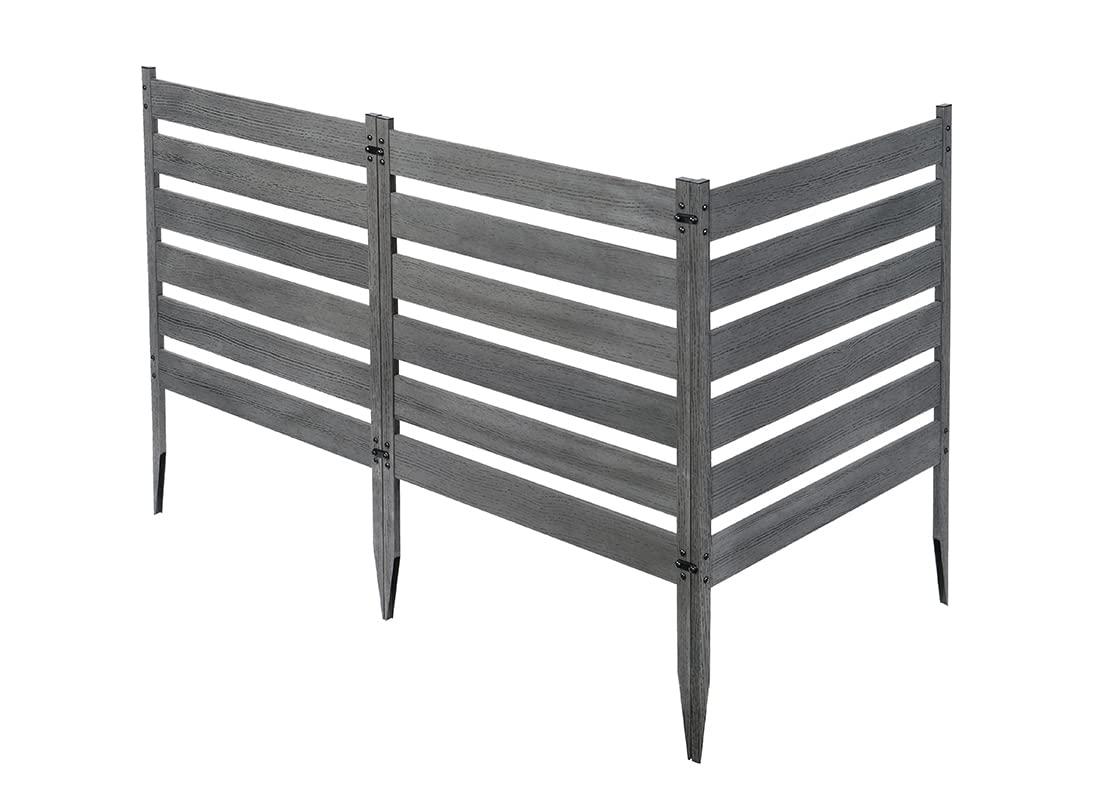 Zippity Outdoor Products 26in H x 24in W (3 Panels) No Dig Zippity Maui Fence Kit, Charcoal Color WoodTek Vinyl Fence Panel, Temporary Outdoor Border for Garden, Easy Install DIY Fence for Backyard, Patio, & Deck, ZP19066