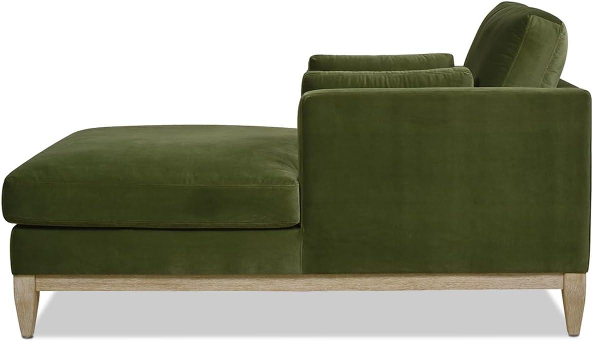 Jennifer Taylor Home Knox 65" Modern Farmhouse Performance Velvet Living Room Chaise Lounge Chair in Olive Green