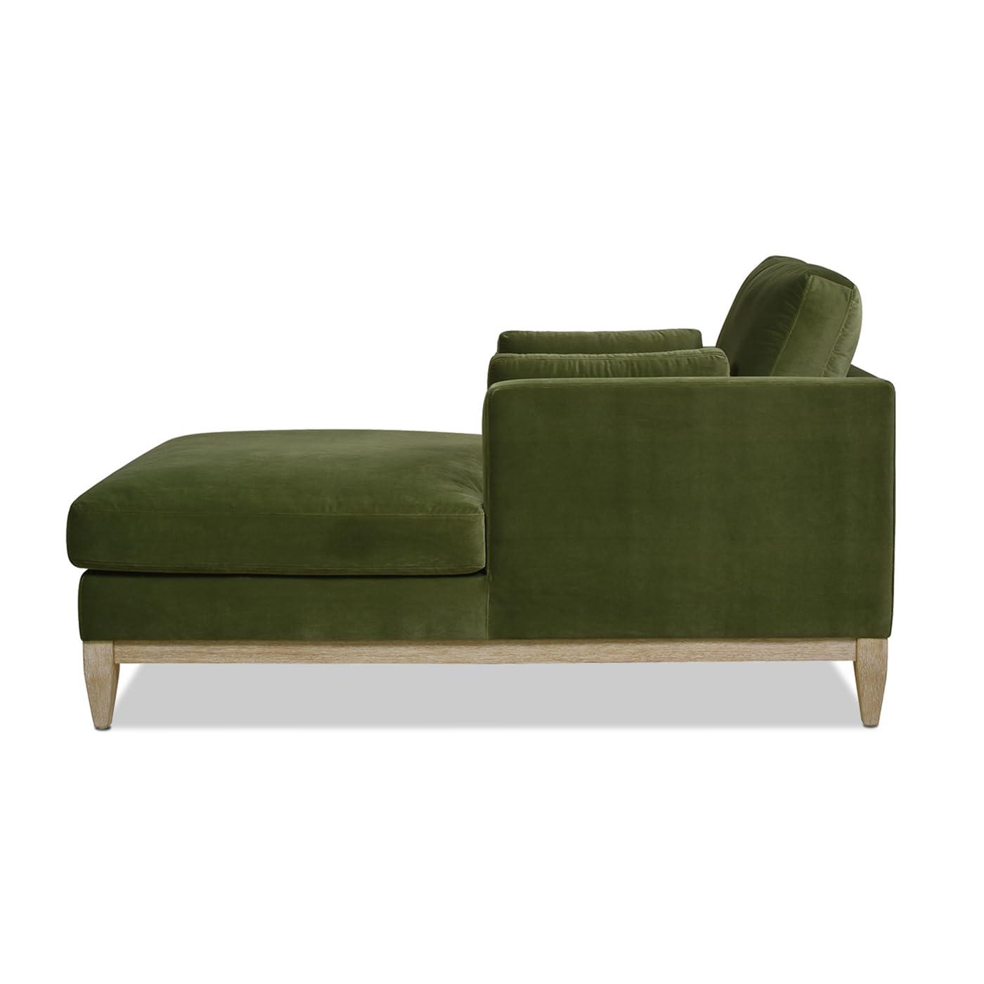 Jennifer Taylor Home Knox 65" Modern Farmhouse Performance Velvet Living Room Chaise Lounge Chair in Olive Green