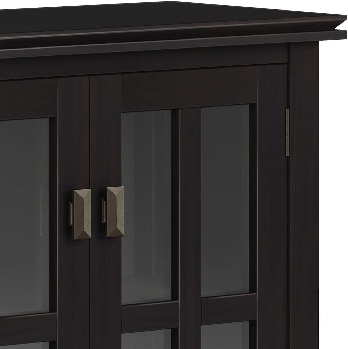 Simpli Home Artisan Solid Wood 30 inch Wide Contemporary Low Storage Cabinet in Hickory Brown