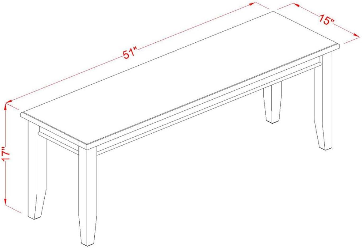 Superwum DUB-MAH-W Dudley Dining Table Bench with Wooden Seat, 51x15x17 Inch, Mahogany