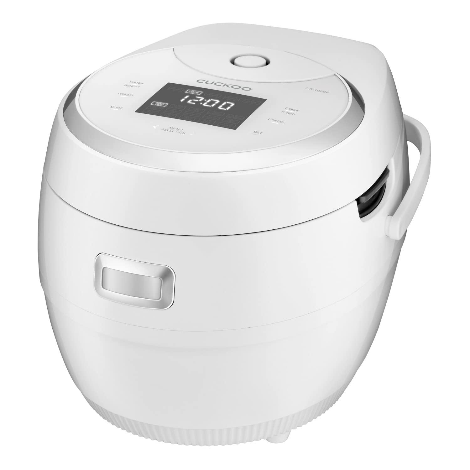 Cuckoo Electronics Cuckoo Rice Cooker 20 Cups Cooked Warmer with Nonstick Pot 16 Menu Modes and Micom Fuzzy Logic Tech with Auto Clean Features in White (CR-1020F)