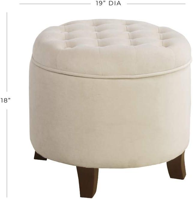 Large Round Button Tufted Storage Ottoman - HomePop