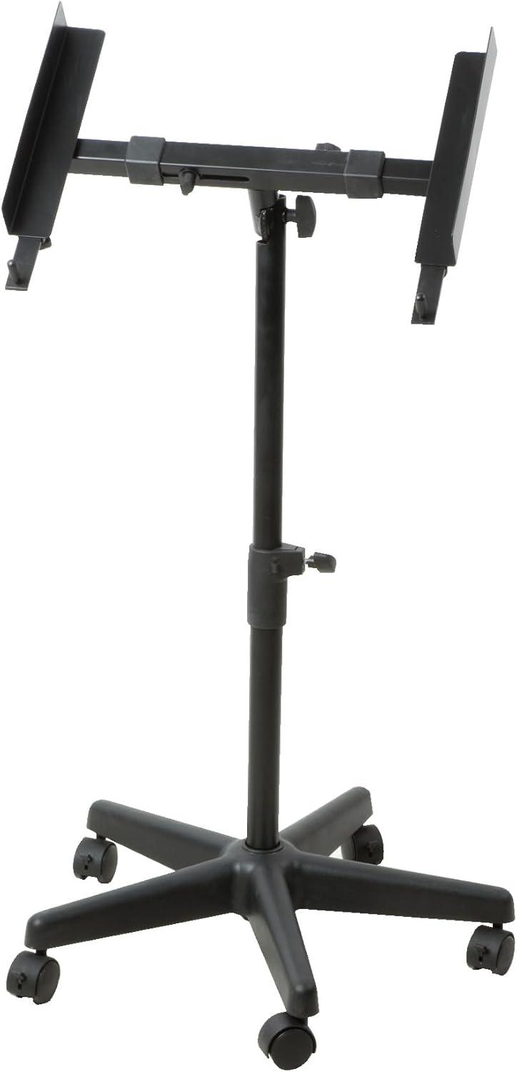 Adjustable Black Steel Studio Equipment Stand with Wheels