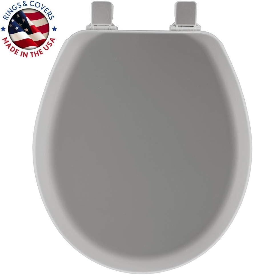 Cameron 41EC Wood Toilet Seat, Never Loosens and Easily Removes for Cleaning, ROUND