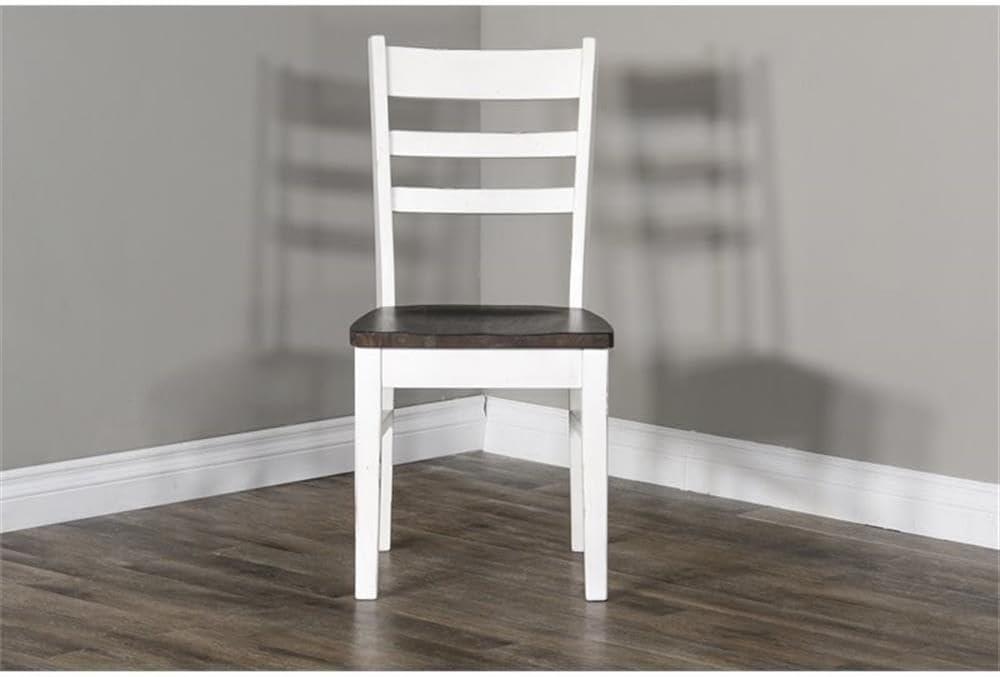 Pemberly Row 18" Wood Ladderback Chair in White and Dark Brown