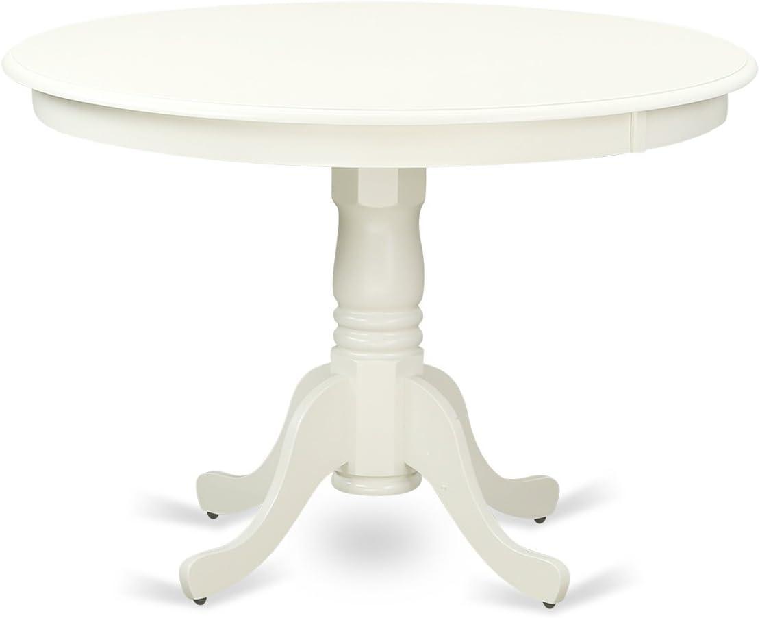 Dining Set - One Round Table & 2 Chairs with Solid Wood Seat, Linen White - 42 in. - 3 Piece