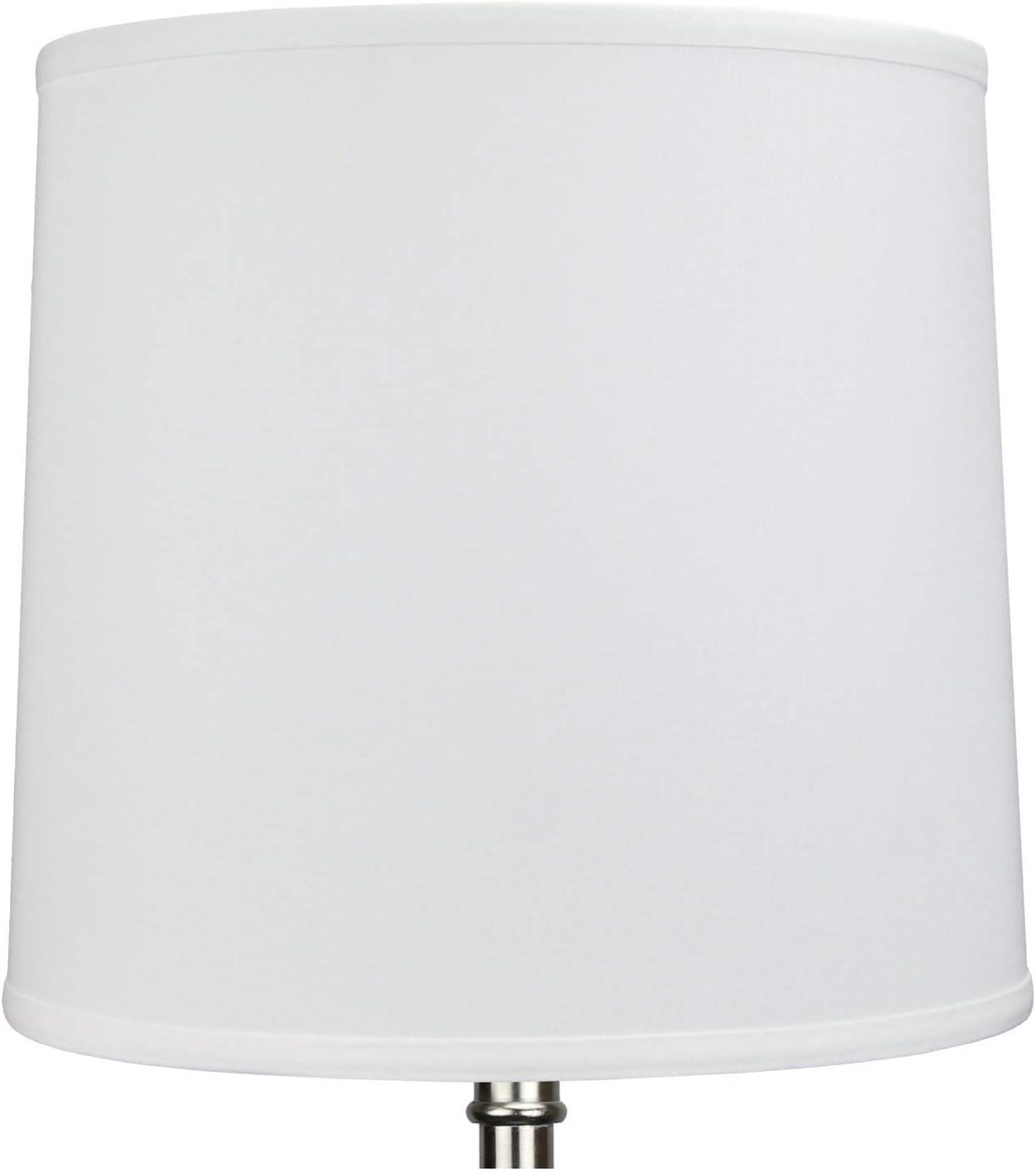 White Linen Empire Lamp Shade with Nickel Washer Attachment