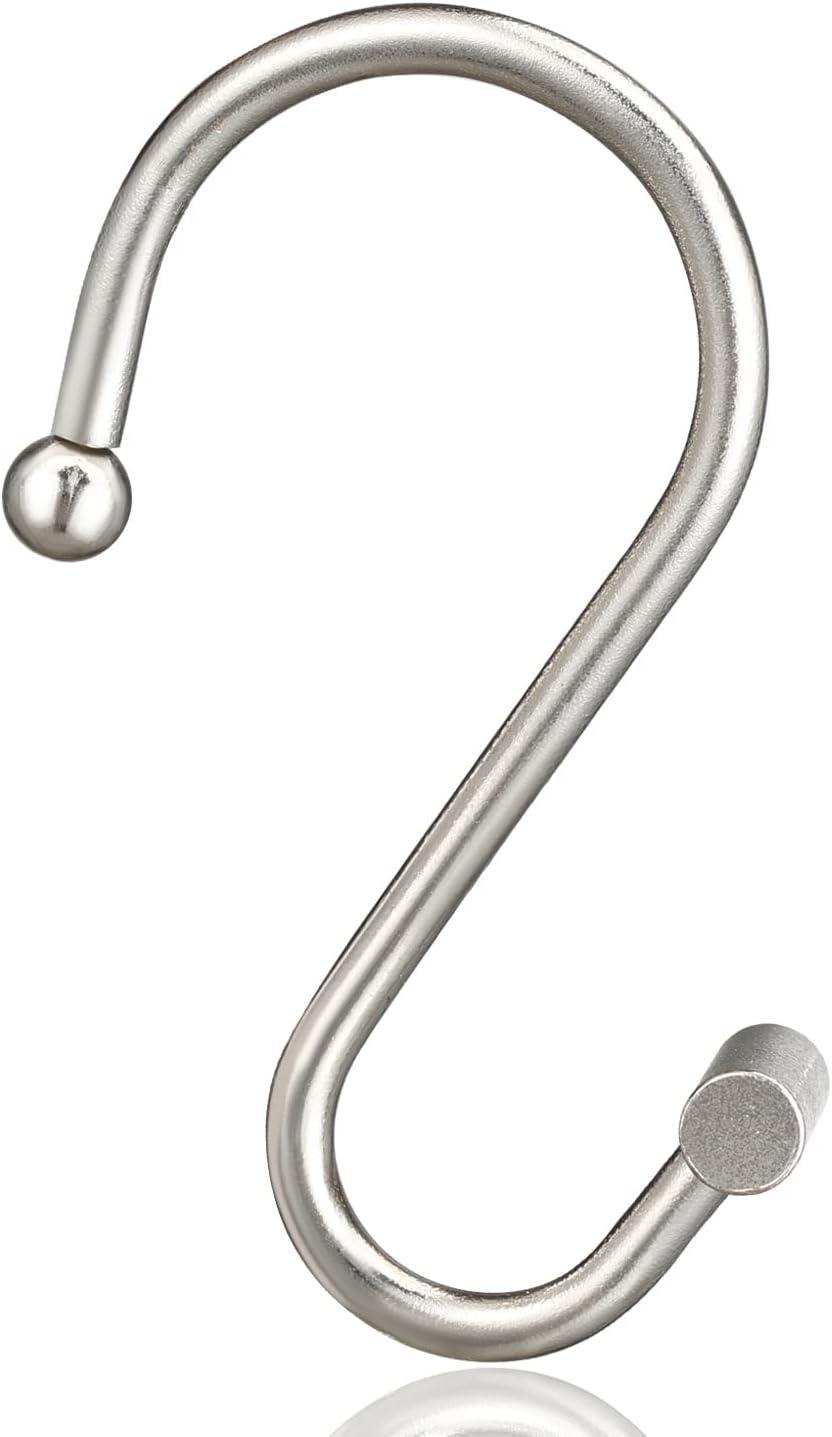 Nickel T-Bar Rustproof Shower Curtain Hooks Set of 12