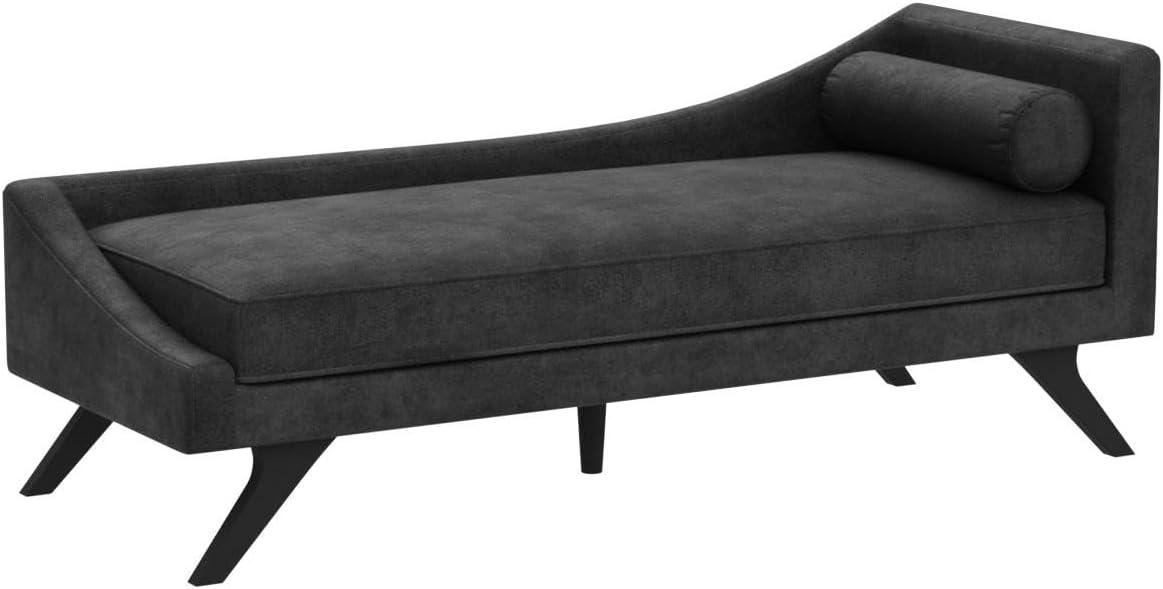 Cagle Mid Century Modern Fabric Chaise Lounge Black/Dark Brown - Christopher Knight Home