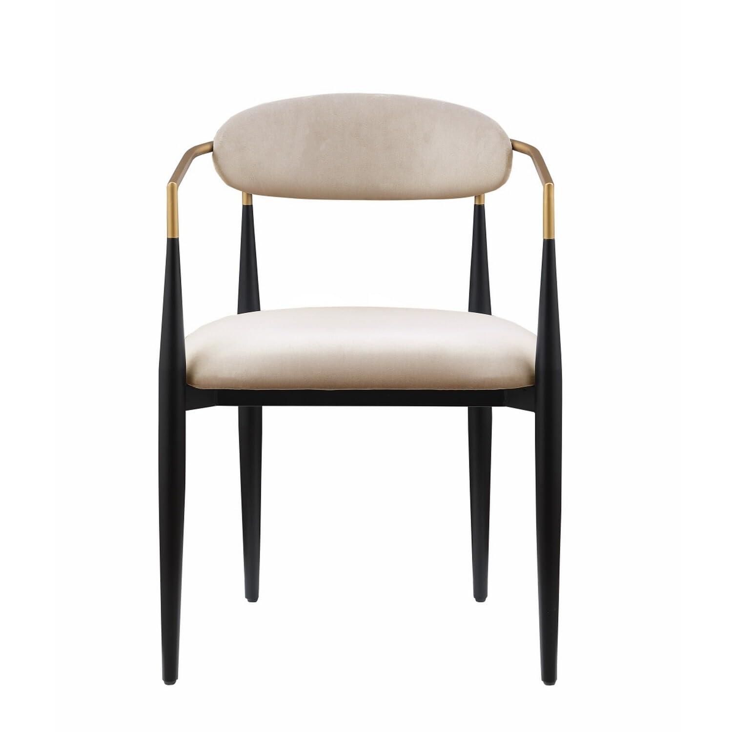 Benjara BM316796 21 in. Kenny Taupe Fabric Foam Padded Gold & Black Metal Dining Chair