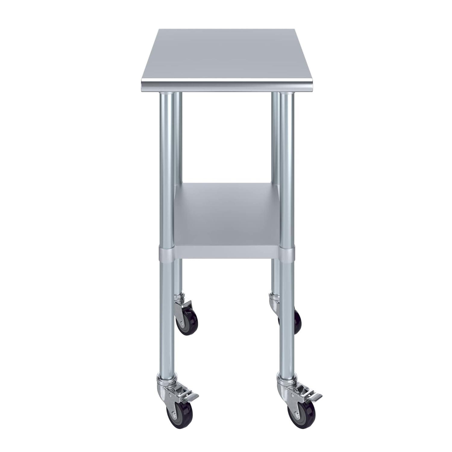 Amgood 24 in. x 18 in. Stainless Steel Table With Wheels