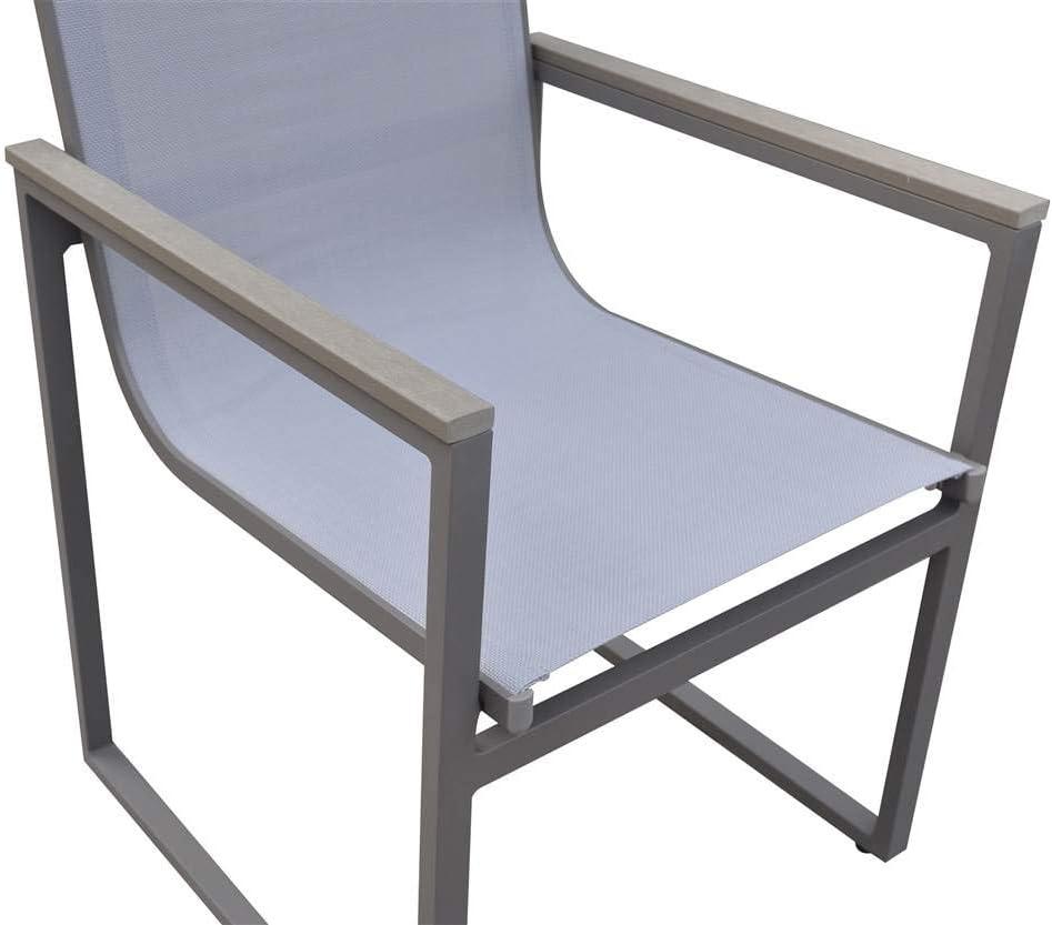 Armen Living Bistro Outdoor Patio Dining Chair in Grey Finish with Grey Sling - Set of 2