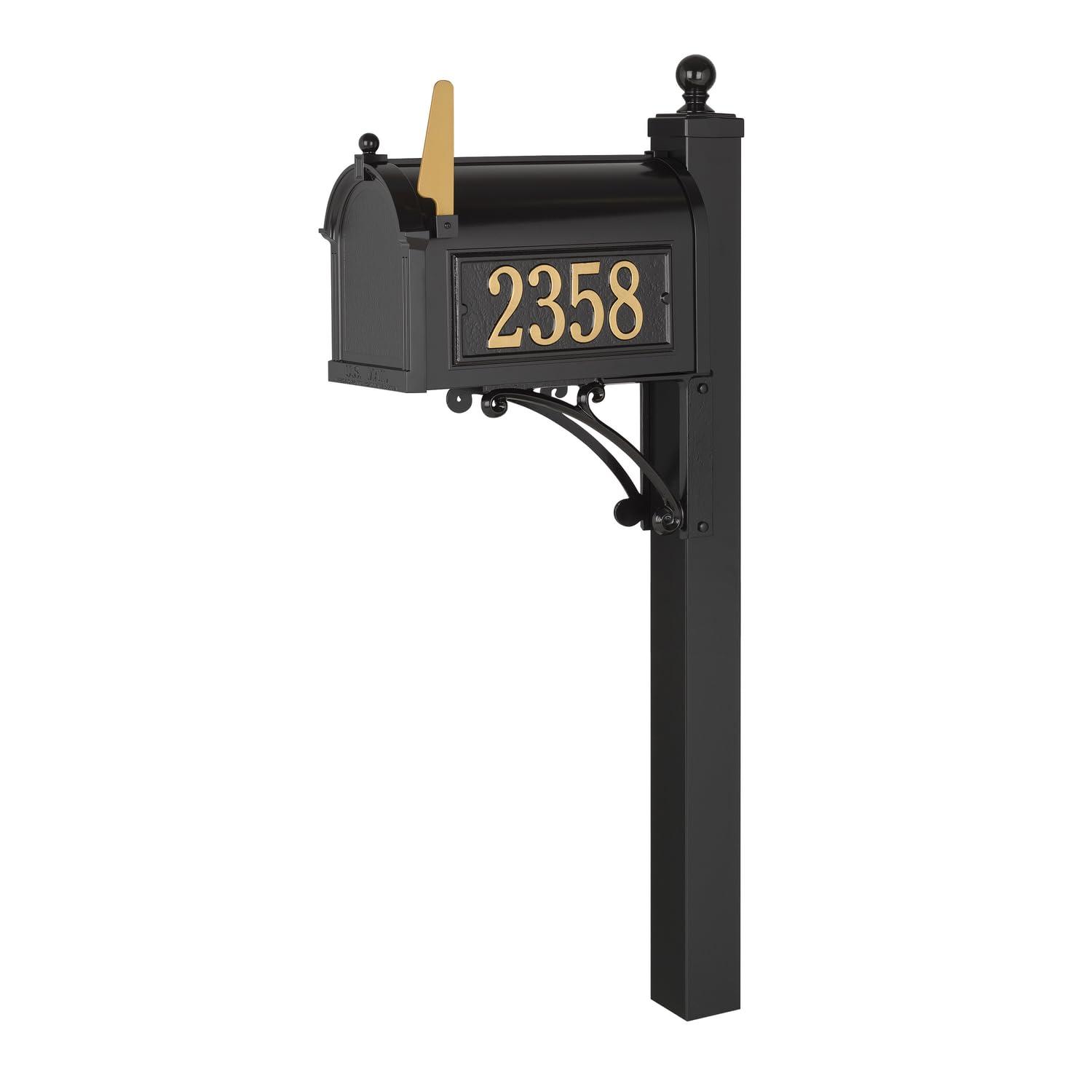 Black Aluminum Capitol Mailbox with Side Address Plaques