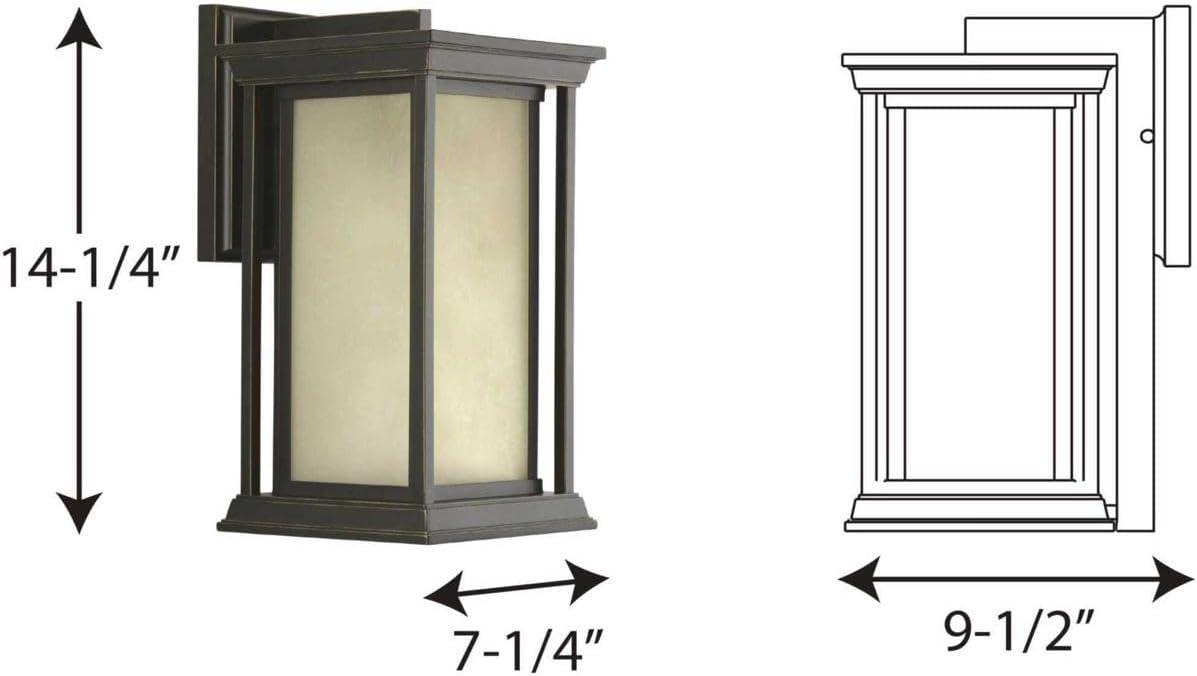 Progress Lighting Endicott 1-Light Outdoor Wall Lantern, Antique Bronze, Linen Glass Shade