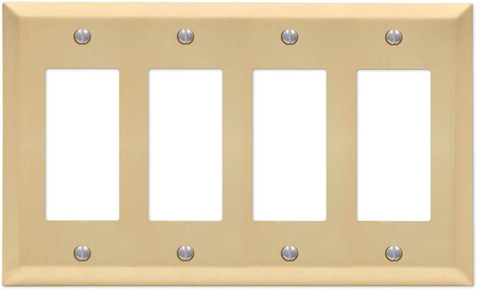 Amerelle 163R4SB Moderne Wallplate 4 Rocker Steel Polished Brass 1-Pack