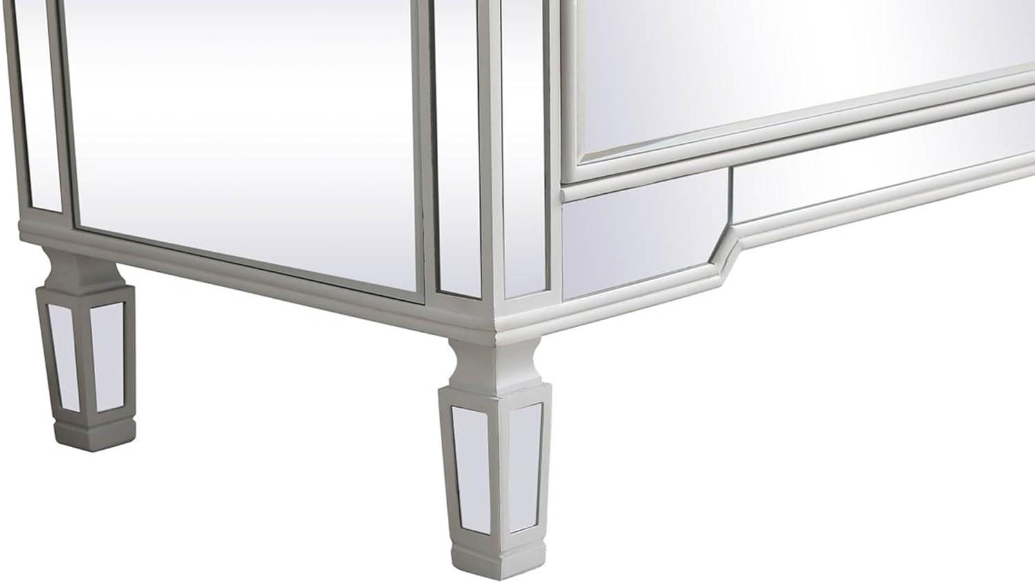 60 inch mirrored 6 drawer chest in antique white