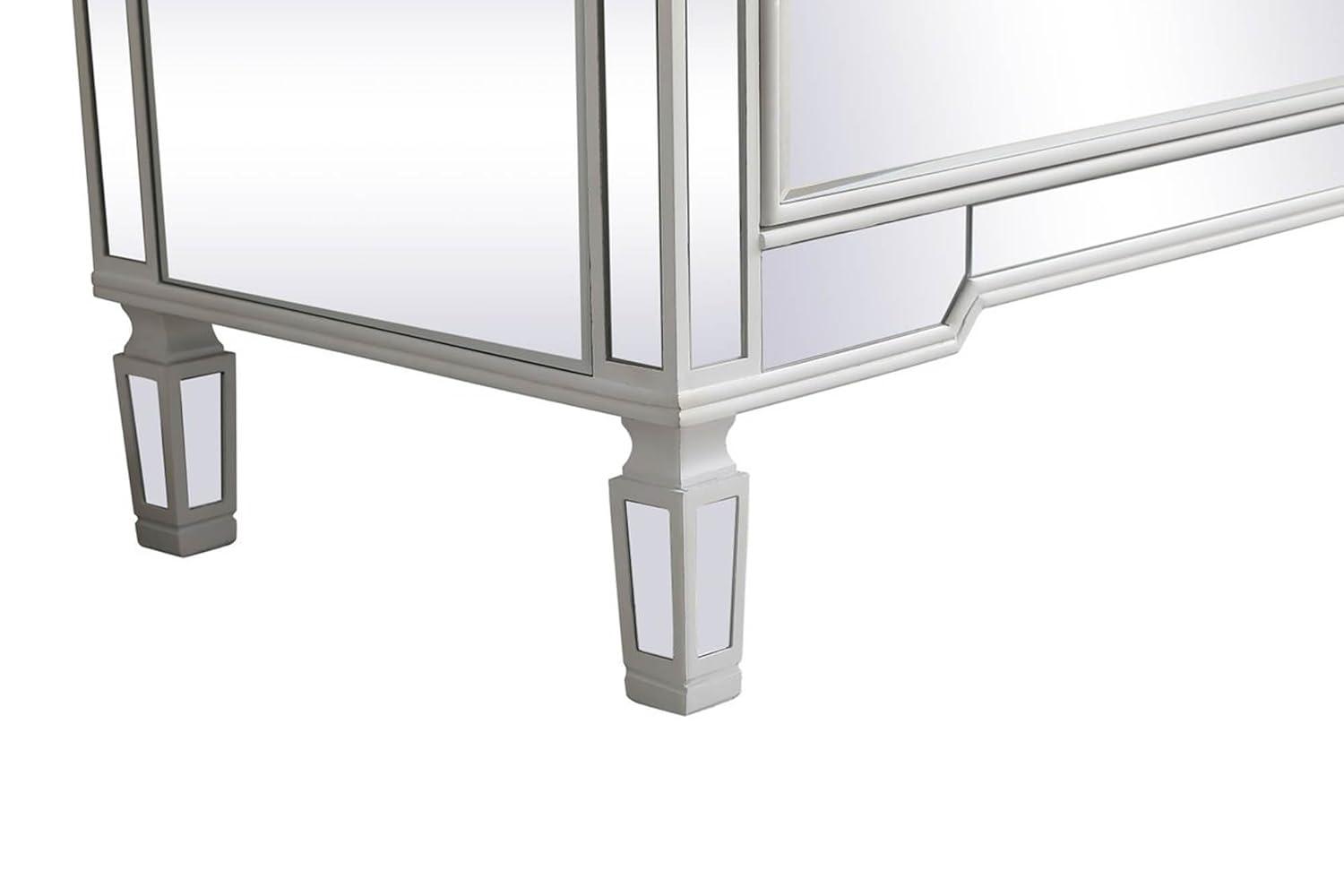 60 inch mirrored 6 drawer chest in antique white