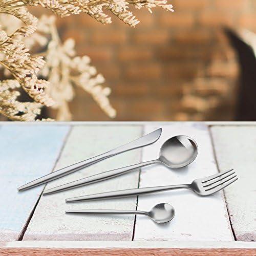 Bruntmor 18/10 Stainless Steel Cutlery Matte Finish - 16 Piece