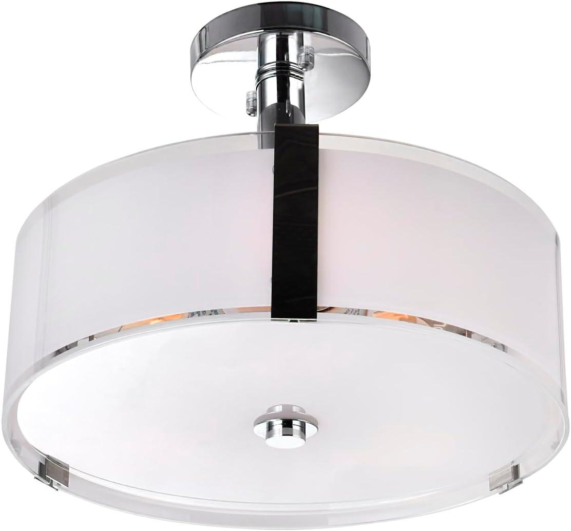 Lucie Chrome 17'' Drum Shade Chandelier with Frosted Glass