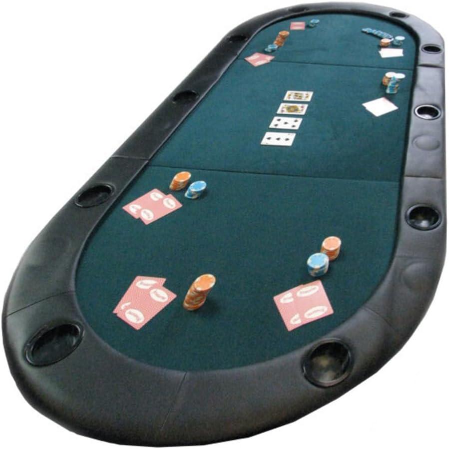 Trademark Global Texas Hold'em Folding Poker Table Top Water-Resistant Folding Mat with Cupholders and Padded Edges Seats 10 People